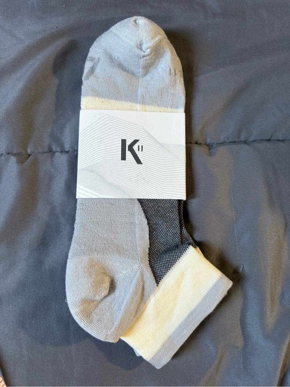 Men's No-Show Socks - Gray & Cream